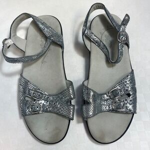 SAS Duo 25 Sandals Silver Sparkle Leather Tripad Comfort Womens 8.5